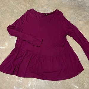 Magenta Long-sleeve Peplum top from Oldnavy